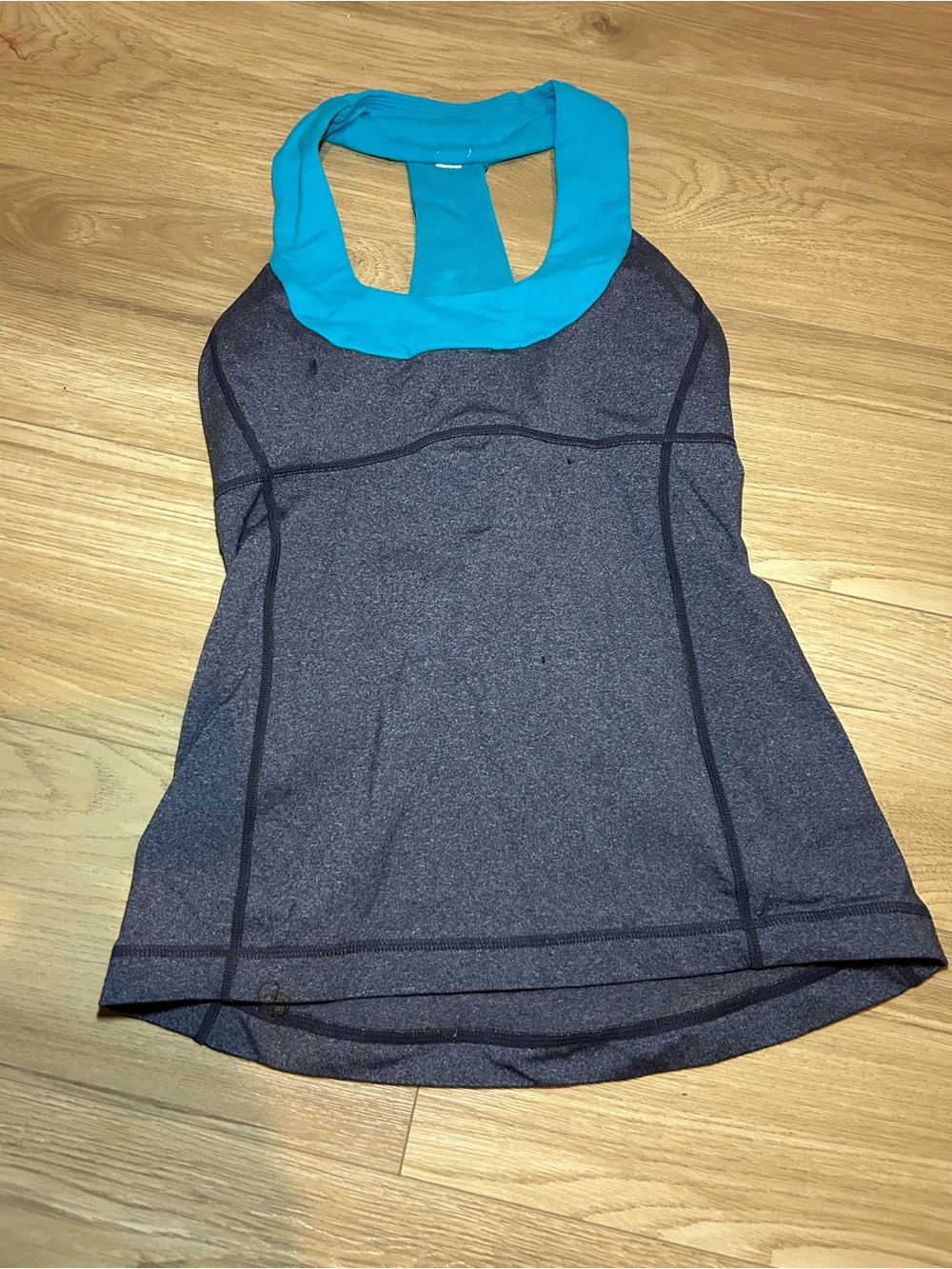 lululemon athletica Gray Tank with Teal Neckline